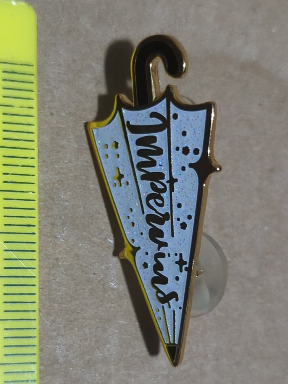 Umbrella Enamel Pin - Light Blue and Gold Accent